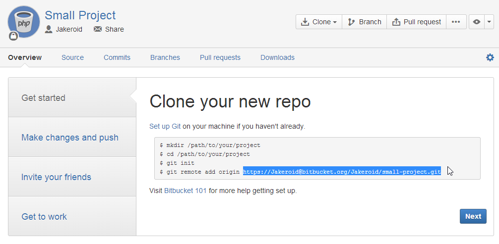 Ссылка для клонирования репозитория Bitbucket